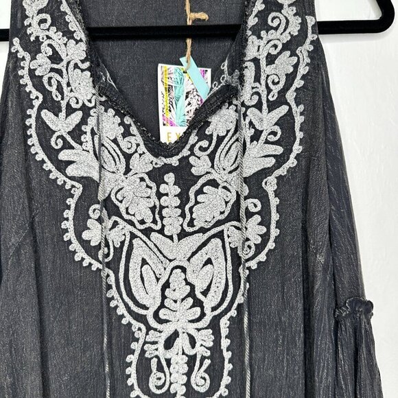 Exist Boho V-Neck Cold Shoulder Festival Mini Dress Size S NEW - Picture 2 of 6